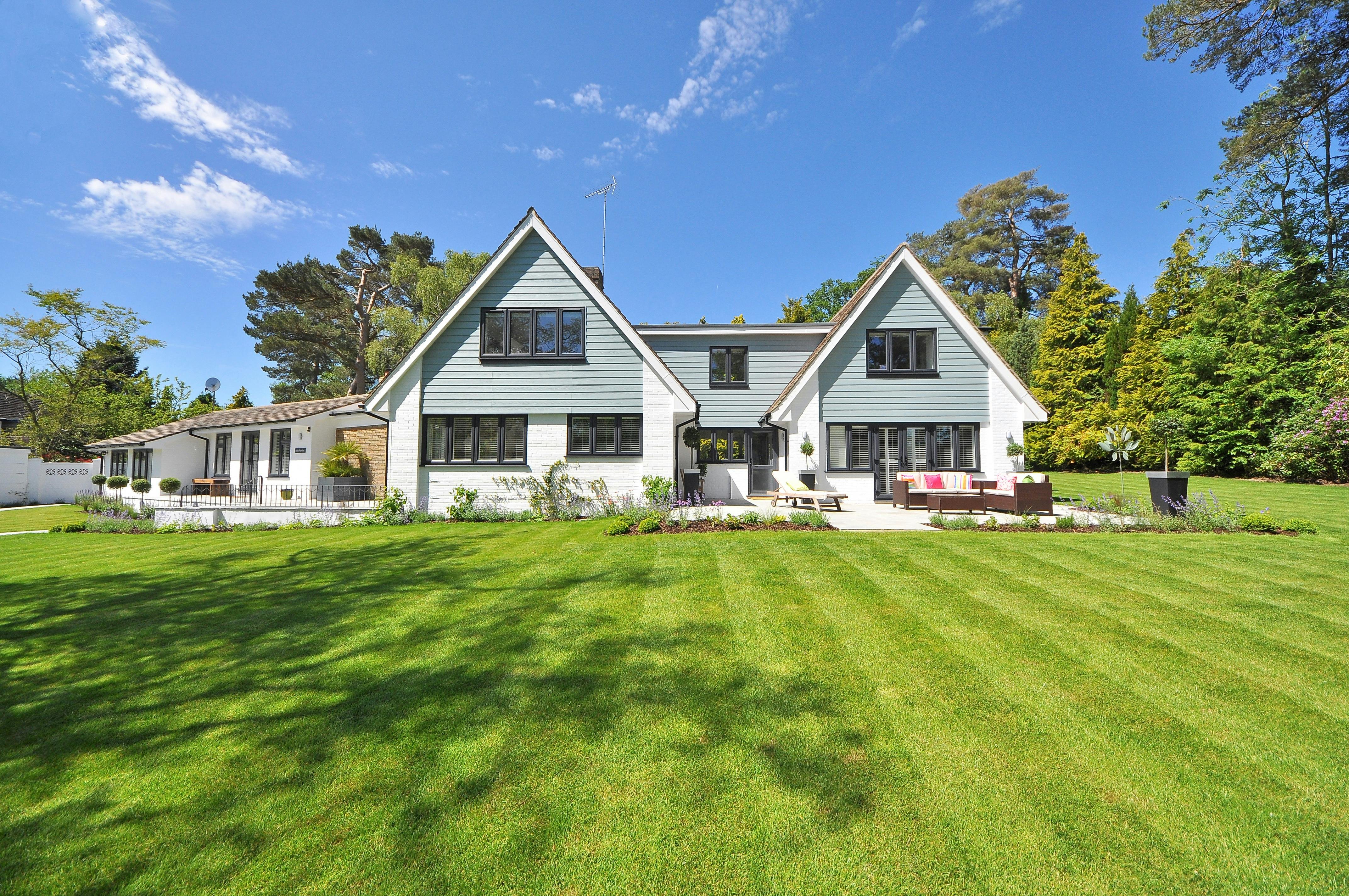 A house with a lawn in front of it